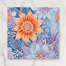 Kleurrijke bloemige batik-kunst cadeaukaartjes bedankjes labels