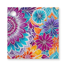Kleurrijke bloemige batik-kunst cadeaukaartjes