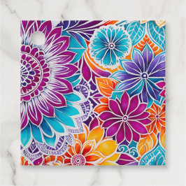 Kleurrijke bloemige batik-kunst cadeaukaartjes bedankjes labels