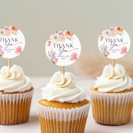 Kleurrijke bloemige bedankjes ronde sticker