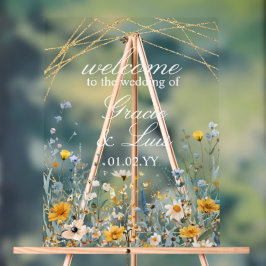Kleurrijke bloemige botanische bloemen bruiloft acryl bord