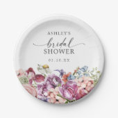 Kleurrijke bloemige bruidsdouche papieren bordje (Voorkant)
