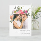 Kleurrijke Bloemige Foto Bruiloft Save The Date (Staand voorkant)
