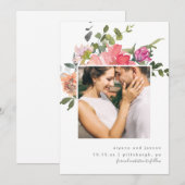 Kleurrijke Bloemige Foto Bruiloft Save The Date (Voorkant / Achterkant)