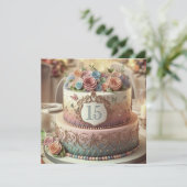 KLEURRIJKE BLOEMIGE JUBILEA CAKE BEWERKBAAR KAART (Staand voorkant)