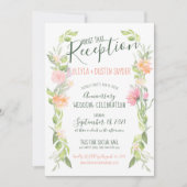 Kleurrijke bloemige jubileum bruiloftsreceptie kaart (Voorkant)