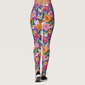 Kleurrijke bloemige katten leggings (Achterkant)