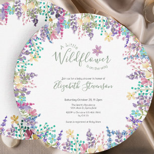 Kleurrijke Bloemige Kleine Wilde Bloem Baby Shower Kaart