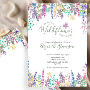 Kleurrijke Bloemige Kleine Wilde Bloem Baby Shower Kaart
