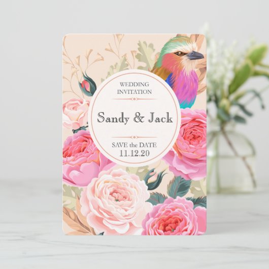 Kleurrijke bloemige kolibrie bruidsmeisje voorstel save the date (Staand voorkant)