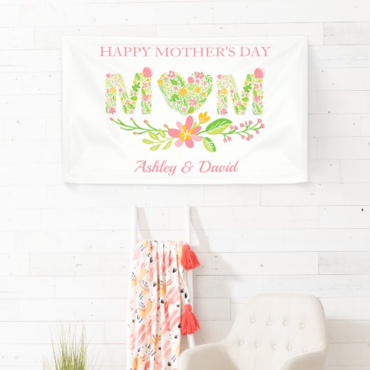 Kleurrijke bloemige letters spandoek (Insitu)