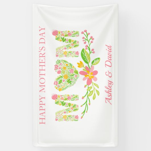 Kleurrijke bloemige letters spandoek (Verticaal)