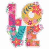 Kleurrijke bloemige LOVE Boho sticker (Voorkant)