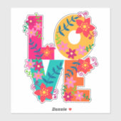 Kleurrijke bloemige LOVE Boho sticker (Vel)