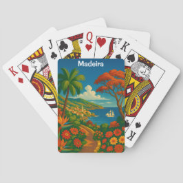 Kleurrijke bloemige Madeira vintage reis kunst Pokerkaarten