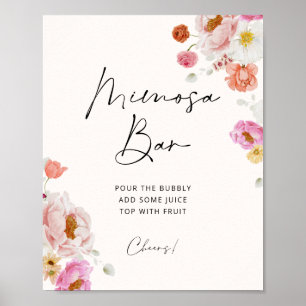 Kleurrijke bloemige Mimosa Bar Bruidsdouche Poster