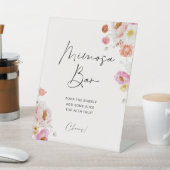 Kleurrijke bloemige Mimosa Bar Bruiloftsfeest Reclamebord Met Voetstuk (Insitu)