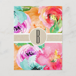 Kleurrijke Bloemige Moderne Rustieke Botanische Kr Briefkaart