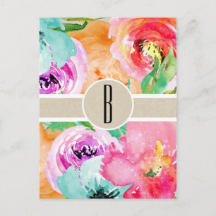Kleurrijke Bloemige Moderne Rustieke Botanische Kr Briefkaart