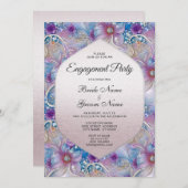 Kleurrijke Bloemige Parelmoer Stenen Trouw Uitnodi Kaart (Voorkant / Achterkant)