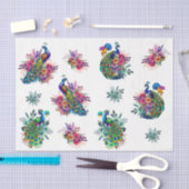 Kleurrijke Bloemige Pauw Decoupage Tissuepapier (Craft)