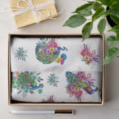 Kleurrijke Bloemige Pauw Decoupage Tissuepapier (Geschenk)