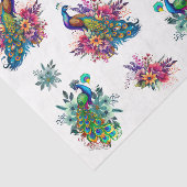 Kleurrijke Bloemige Pauw Decoupage Tissuepapier (Detail)