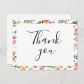 Kleurrijke Bloemige Platte Bedankkaart (Voorkant / Achterkant)