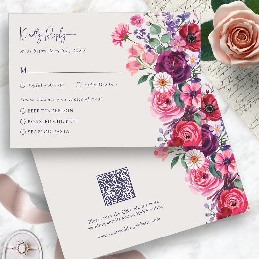 Kleurrijke Bloemige RSVP Kaart