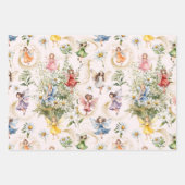 Kleurrijke bloemige Schattigee Pixie feeën glitter Inpakpapier Vel (Voorkant 2)