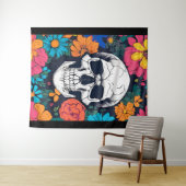Kleurrijke, bloemige schedelkunst wandkleed (In Situ (horizontaal))