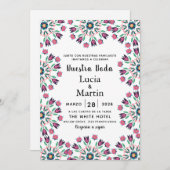 Kleurrijke Bloemige Spaanse Nuestra Boda Kaart (Voorkant / Achterkant)