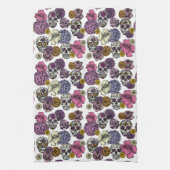 Kleurrijke bloemige suikerschedels Mexicaans Theedoek (Verticaal)