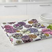 Kleurrijke bloemige suikerschedels Mexicaans Theedoek