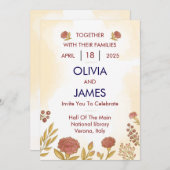 Kleurrijke & Bloemige Trouw Uitnodigingen (Voorkant / Achterkant)