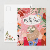 Kleurrijke bloemige Valentijnsdag  Briefkaart (Voorkant / Achterkant)