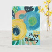 Kleurrijke bloemige verjaardag Moederdag Kaart (Gele Bloem)