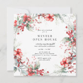 Kleurrijke Bloemige Vierkante Open Huis Waterverf Kaart (Voorkant)