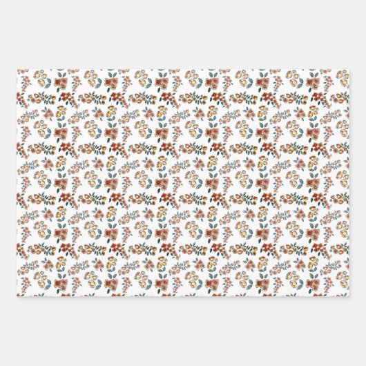  kleurrijke bloemige vogelpatroon kerst inpakpapier vel (Voorkant 3)