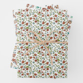  kleurrijke bloemige vogelpatroon kerst inpakpapier vel (In situ)