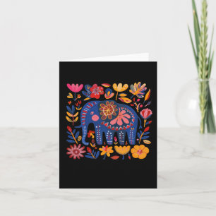 Kleurrijke bloemillustratie van een olifant kaart