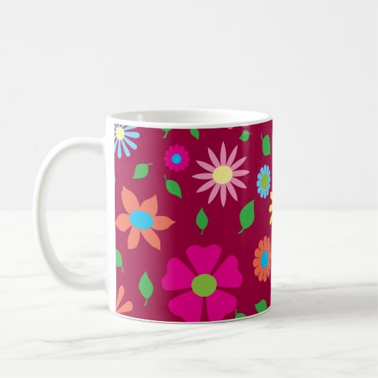 Kleurrijke bloemkunst koffiemok (Links)