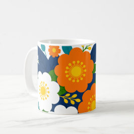 Kleurrijke bloemkunst met oranje en witte bloesems koffiemok
