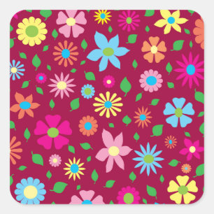 Kleurrijke bloemkunst vierkante sticker