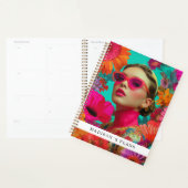 Kleurrijke bloemkunst-vrouw planner (Display)