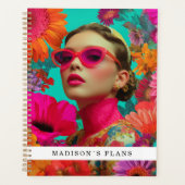 Kleurrijke bloemkunst-vrouw planner (Voorkant)