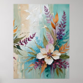 Kleurrijke bloemmotieven in distressed look op bla poster (Voorkant)