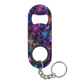 Kleurrijke bloemmotieven op een donkere achtergron mini flessenopener (Achterkant)