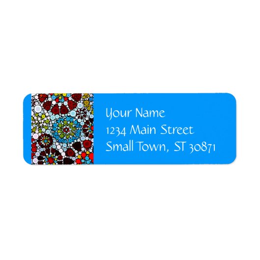 Kleurrijke bloemmozaïekcirkels - ontwerp etiket (Voorkant)