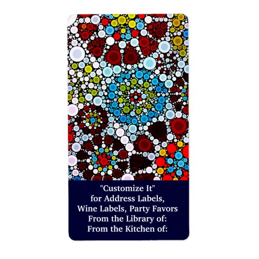 Kleurrijke bloemmozaïekcirkels - ontwerp etiket (Voorkant)